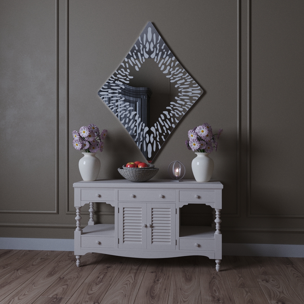 MZF-9635 Зеркало фигурное с рисунком ПК 1500х600