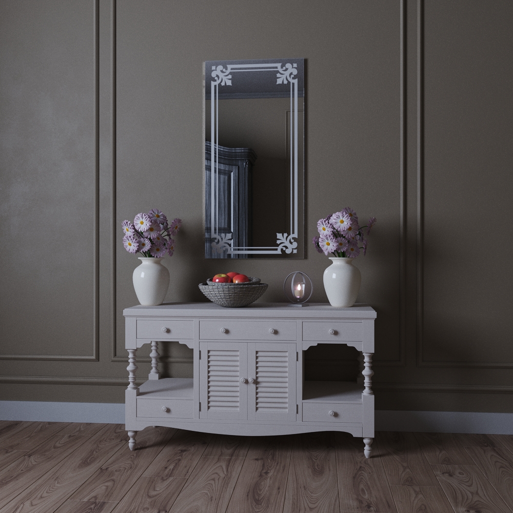 MZF-9604 Зеркало прямоугольное с рисунком ПК 1000х500